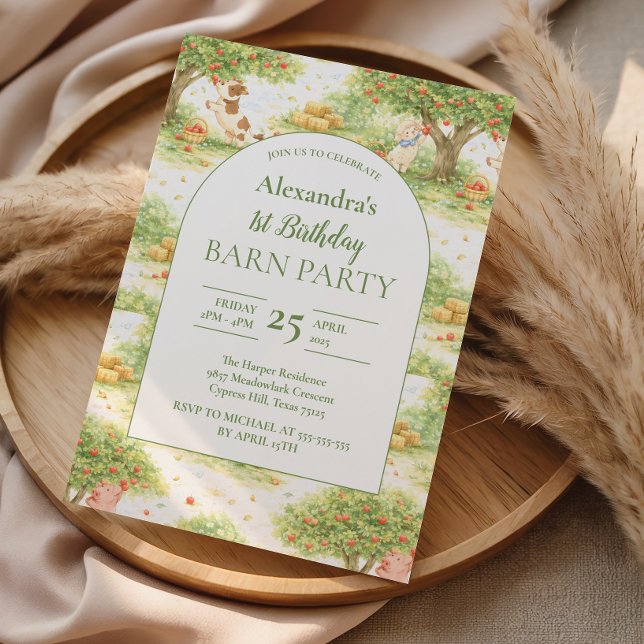 Convites Storybook Farm Animals First Birthday (Criador carregado)