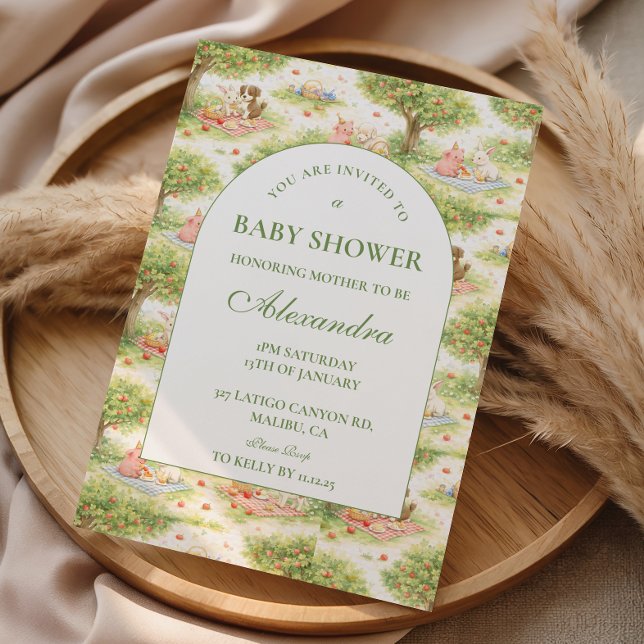 Convites Storybook Farm Animals Floral Baby Shower (Criador carregado)