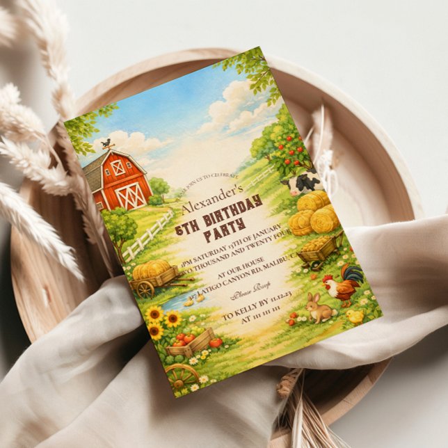 Convites Storybook Farmyard Adventure Birthday (Criador carregado)