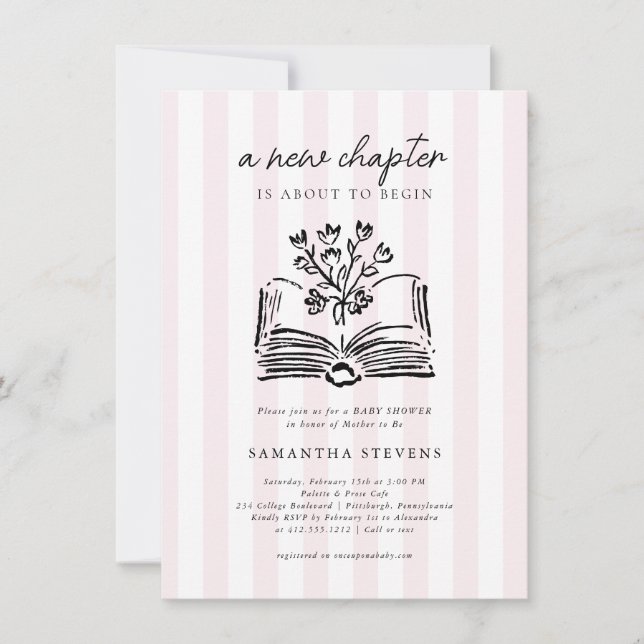 Convites Storybook Floral Novo Capítulo Começa Chá de frald (Frente)