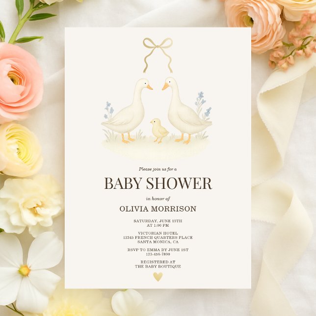 Convites Storybook Goose & Chick Baby Shower (Criador carregado)