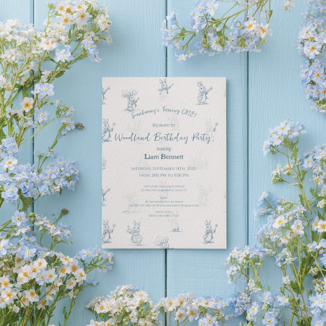 Convites Storybook Little Bunny Peter primeiro aniversario (Criador carregado)