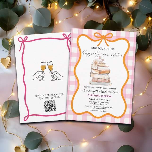 Convites Storybook 'New Chapter' QR Code Bridal Shower (Criador carregado)