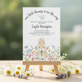 Convites Storybook Rabbit Boy Baby Shower Floral Wildflower