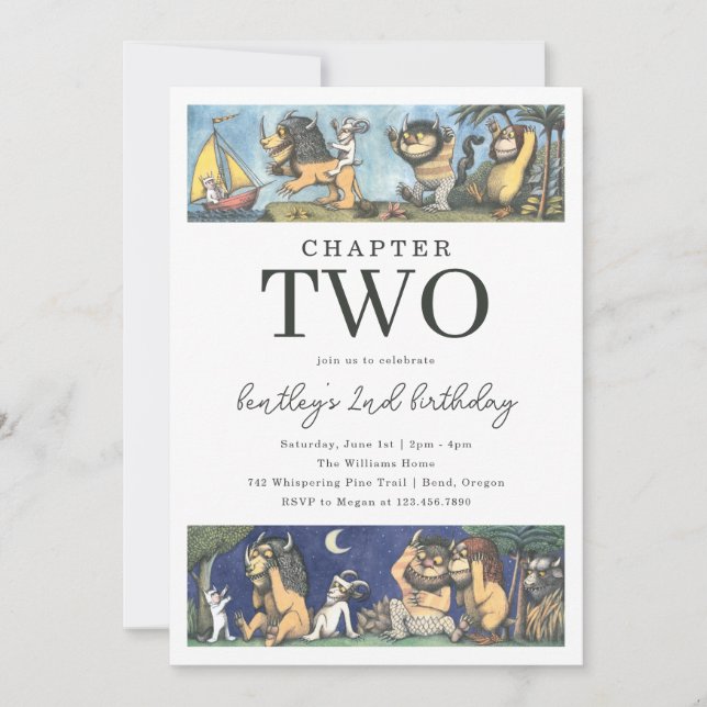 Convites Storybook Wild Things Birthday Chapter Theme (Frente)