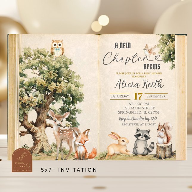 Convites Storybook woodland baby shower (Criador carregado)