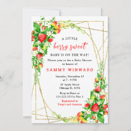 Convites Strawberries and Daisies Baby Shower