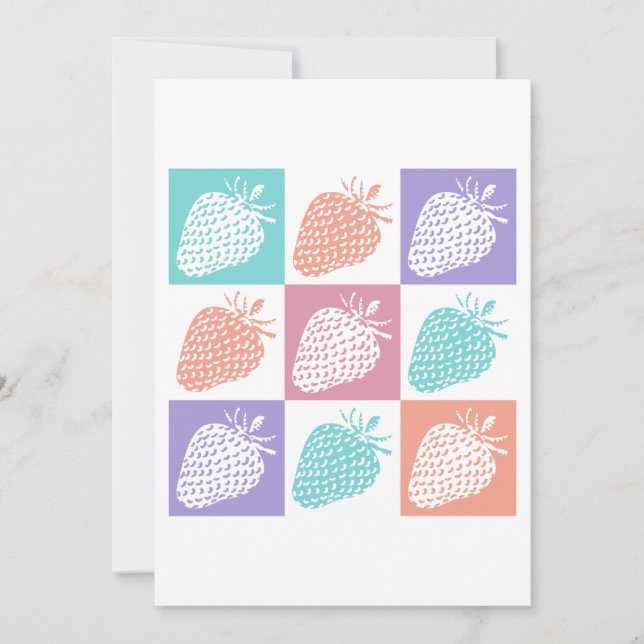 Convites Strawberries Colorful Summer (Frente)