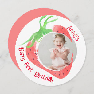Convites Strawberry 1rua Foto de aniversário de Berry