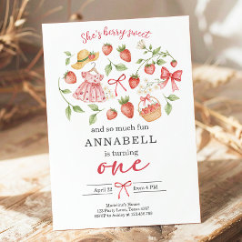 Convites Strawberry 1st Birthday Invite First Berry Sweet