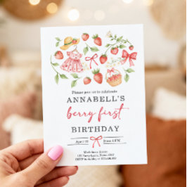 Convites Strawberry 1st Birthday Invite First Berry Sweet