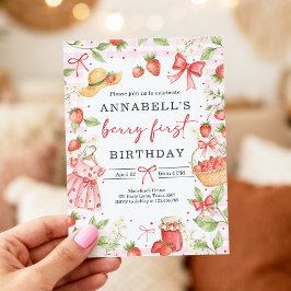 Convites Strawberry 1st Birthday Invite First Berry Sweet