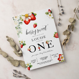 Convites Strawberry 1st Birthday Party Berry First 