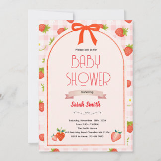 Convites Strawberry baby shower invitation