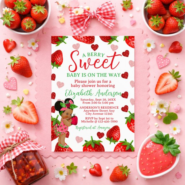 Convites Strawberry Baby Shower Invitation, Berry Sweet Inv (Criador carregado)