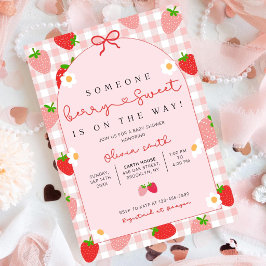 Convites Strawberry Baby Shower Invitation Template, Editab