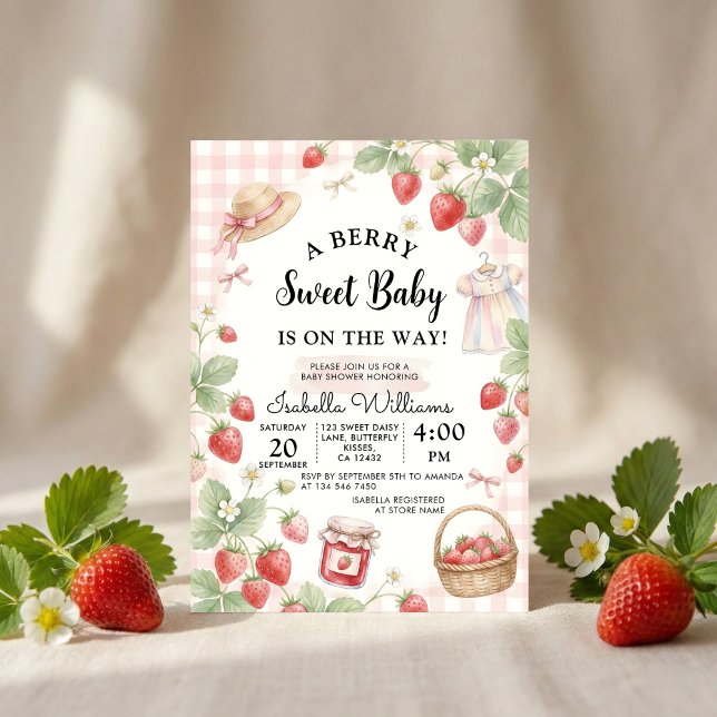 Convites Strawberry baby shower Invite First Berry Sweet (Criador carregado)