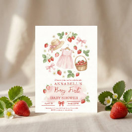 Convites Strawberry baby shower Invite First Berry Sweet