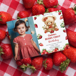 Convites Strawberry Bear Berry Foto do primeiro primeiro an