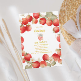 Convites Strawberry Berry First Girls Birthday