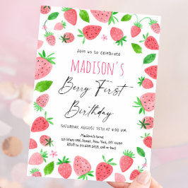 Convites Strawberry Berry Primeiro Aniversário