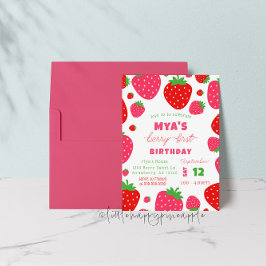 Convites Strawberry Berry Primeiro Aniversário