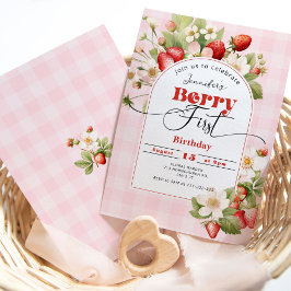 Convites Strawberry Berry Primeiro primeiro aniversario