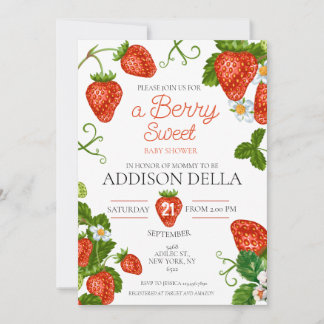 Convites Strawberry Berry Sweet Chá de fraldas