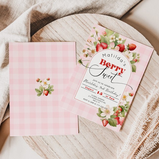 Convites Strawberry Berry Sweet festa de aniversário (Criador carregado)