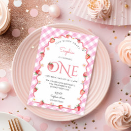 Convites Strawberry Berry Sweet Primeiro Aniversário Wavy