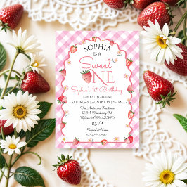 Convites Strawberry Birthday Sweet One Berry primeiro anive