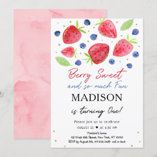 Convites Strawberry Blueberry Berry Sweet Primeiro Anivers