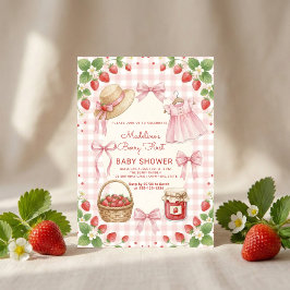 Convites Strawberry bow baby shower First Berry Sweet