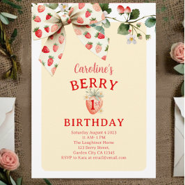 Convites Strawberry Bow Girls Berry First Birthday