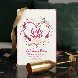 Convites Strawberry Champagne Galentines Day Invitation
