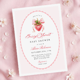 Convites Strawberry Coquette Baby Shower Invitation