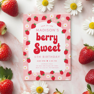 Convites Strawberry Daisy Berry Sweet Birthday