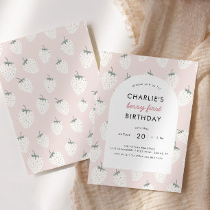 Convites Strawberry Fields Berry Primeiro Aniversário Rap