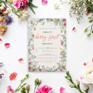 Convites Strawberry Girl Berry Primeiro Aniversário