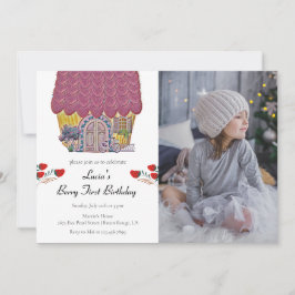 Convites Strawberry House Berry First Girl primeiro anivers