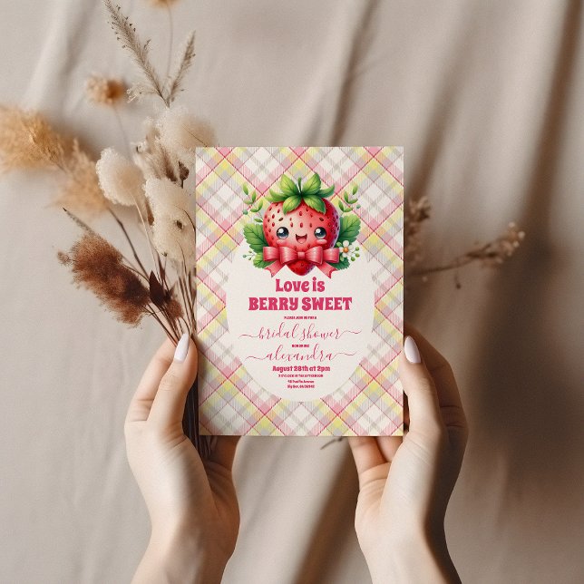 Convites Strawberry Love é Berry Sweet Chá de panela (Criador carregado)