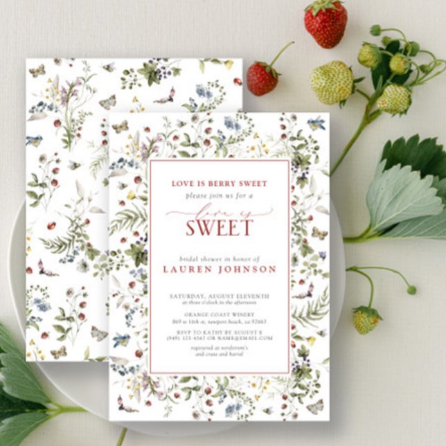 Convites Strawberry Love É Berry Sweet Red Chá de panela (Bridal Shower Invitation!)