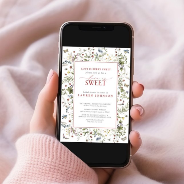 Convites Strawberry Love É Berry Sweet Red Chá de panela (Criador carregado)