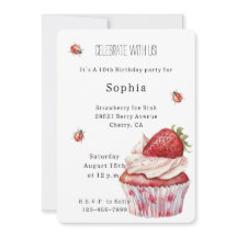 Strawberry Muffin Cake Ladybugs Aniversário