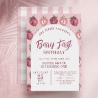 Strawberry & Pink Gingham Berry Primeiro Aniversár