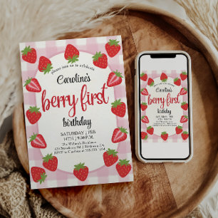 Convites Strawberry primeiro aniversario Party Berry