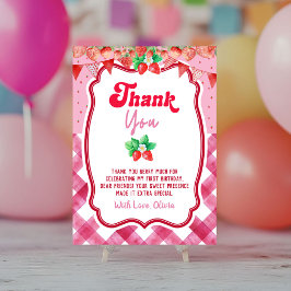 Convites Strawberry Shortcake 1st Birthday Thank You Card