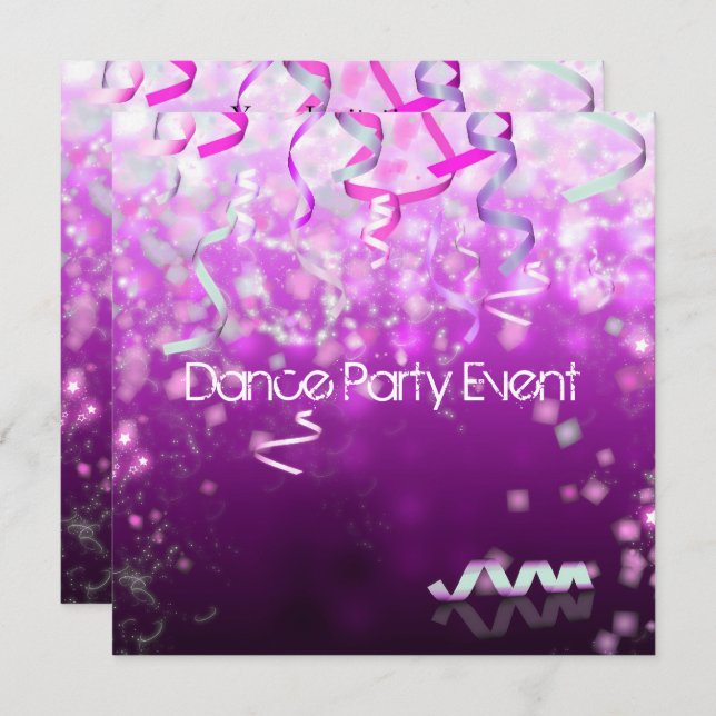 Convites Streamers de eventos de Dance Party (Frente/Verso)
