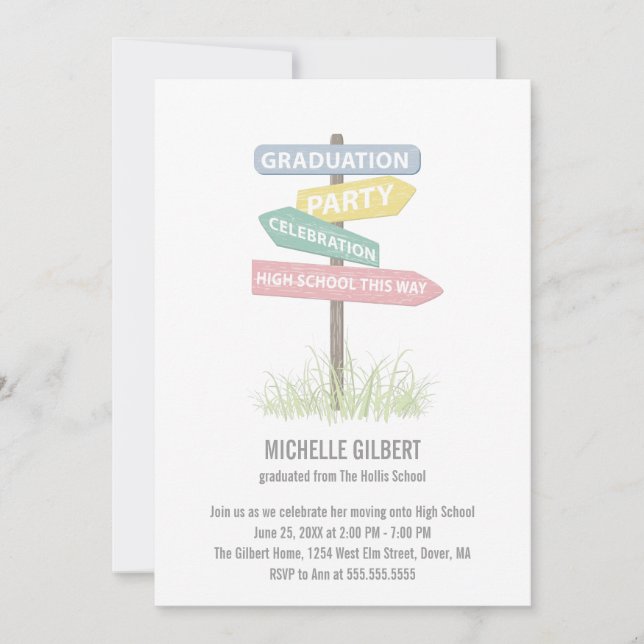 Convites Street Sign 8th Grade Party (Frente)