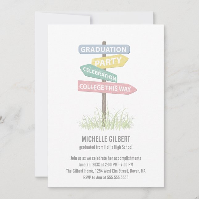 Convites Street Sign Graduation Party (Frente)